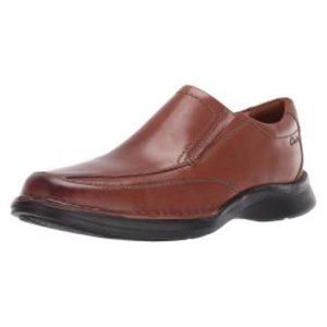 Clarks Mens Kempton Free Black Leath Tan Leather